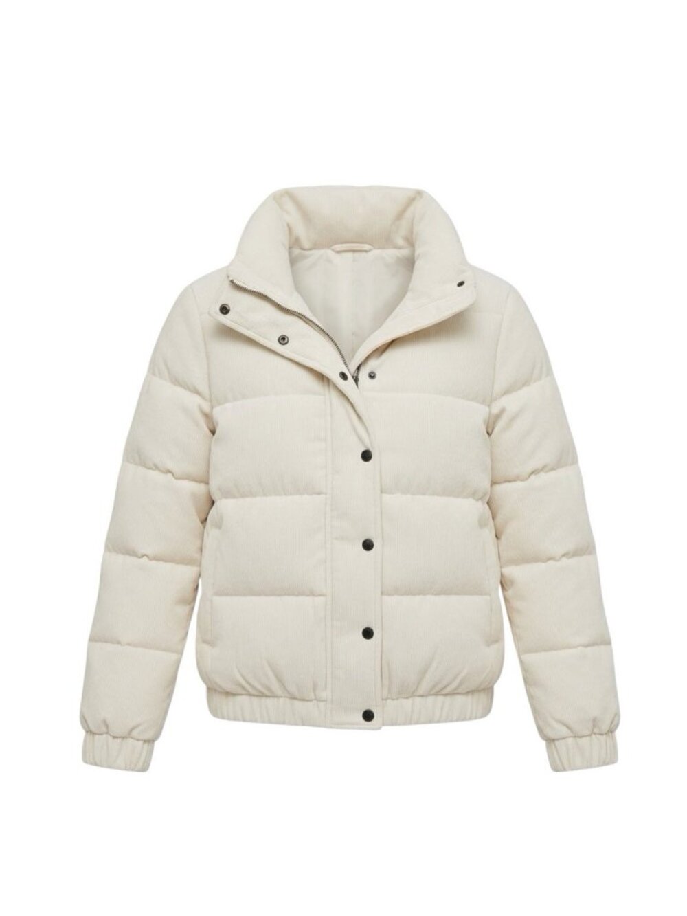 DKNY Sport Women Velvet Velour Cream Puffer Jacket Winter Coat Off White Size S